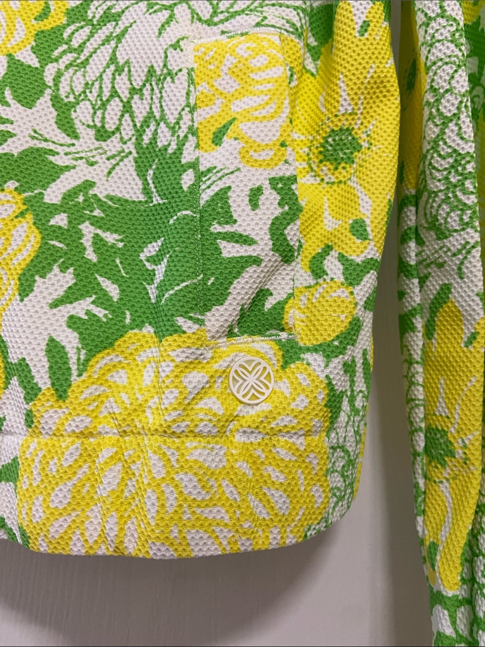 Lilly Pulitzer Green and Yellow Floral Zip-Front Bomber Jacket - Picture 4 of 8